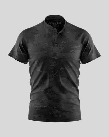 Blue Camo Henley Polo Henley Polo Greater Half S Black